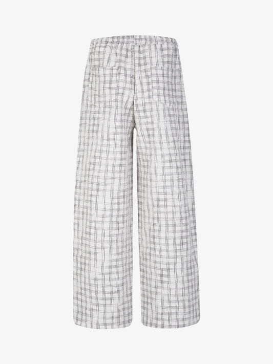 Pleated Plaid Drawstring Pants