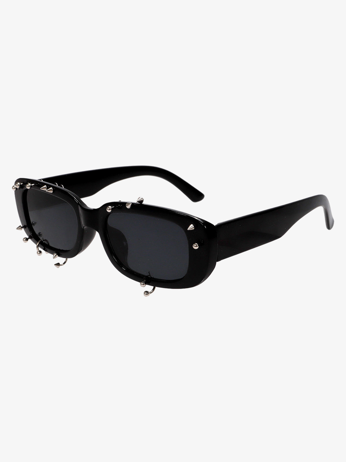 Retro Punk Studded Small Square Frame Sunglasses 