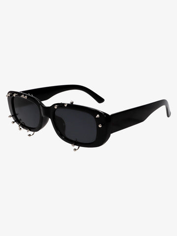 Retro Punk Studded Small Square Frame Sunglasses 