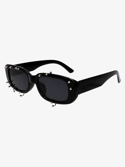 Stylish White Square Sunglasses with Studs for Summer Fashion 