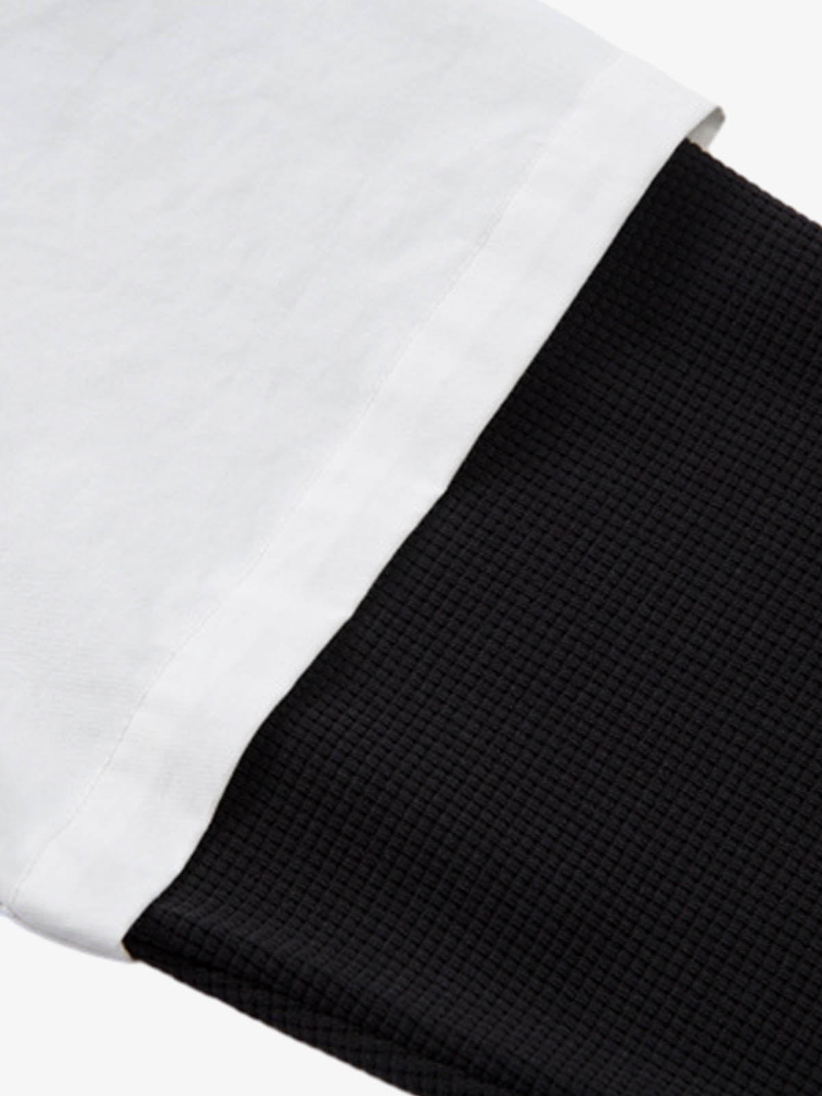 Cotton Blend Short Sleeve Shirt with Black Flame Print Long Sleeve Insert, Stylish Contrast Design for Men and Women 