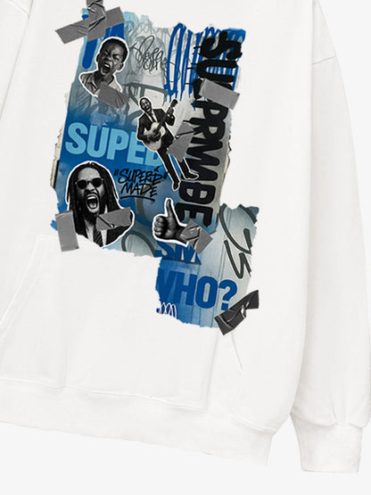 Supermade Graffiti Retro Hip-hop Hooded Sweatshirt 