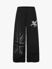 Flag Graphic Embroidered Sweatpants