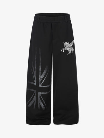 Flag Graphic Embroidered Sweatpants