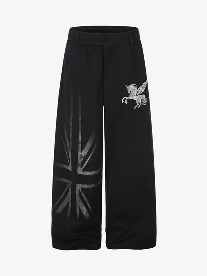 Flag Graphic Embroidered Sweatpants