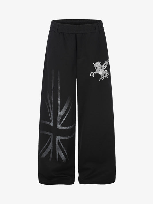 Flag Graphic Embroidered Sweatpants