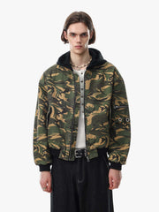 Camo Color Block Quilted Bomber Coat