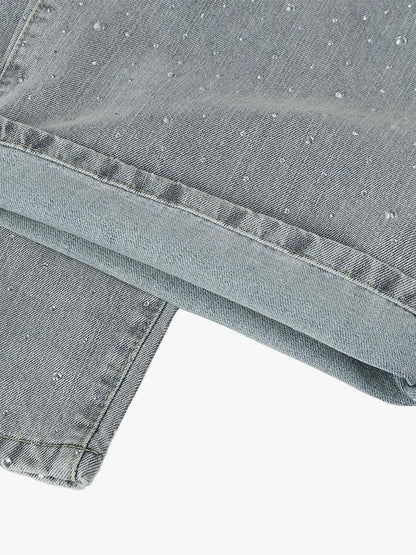Sparkling Wide-Leg Denim Trousers for Stylish Comfort 