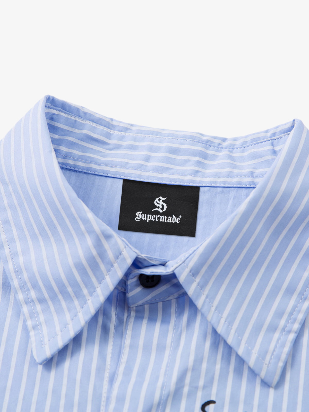 Striped Short-Sleeve Shirt with Graphic Print and Layered Sleeves 