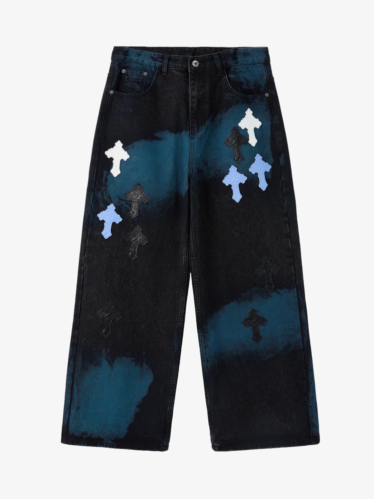 Supermade Retro Distressed Print Heavyweight Canvas Baggy Pants 