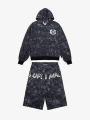 Original Oversized Denim Hoodie And Shorts Set - 2583 