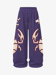 Scorpion Skeleton Terry Embroidered Wide-Leg Sweatpants