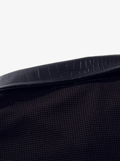 Cotton Blend Gothic Print Polo Shirt with Embroidered Quote and Leather Collar 