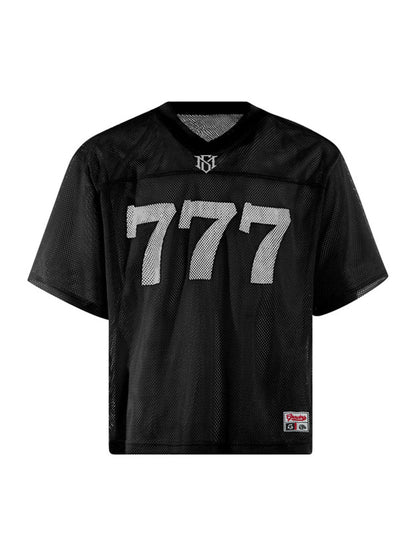 Jersey Letter Print Quick Dry V-neck T-shirt - 2389 