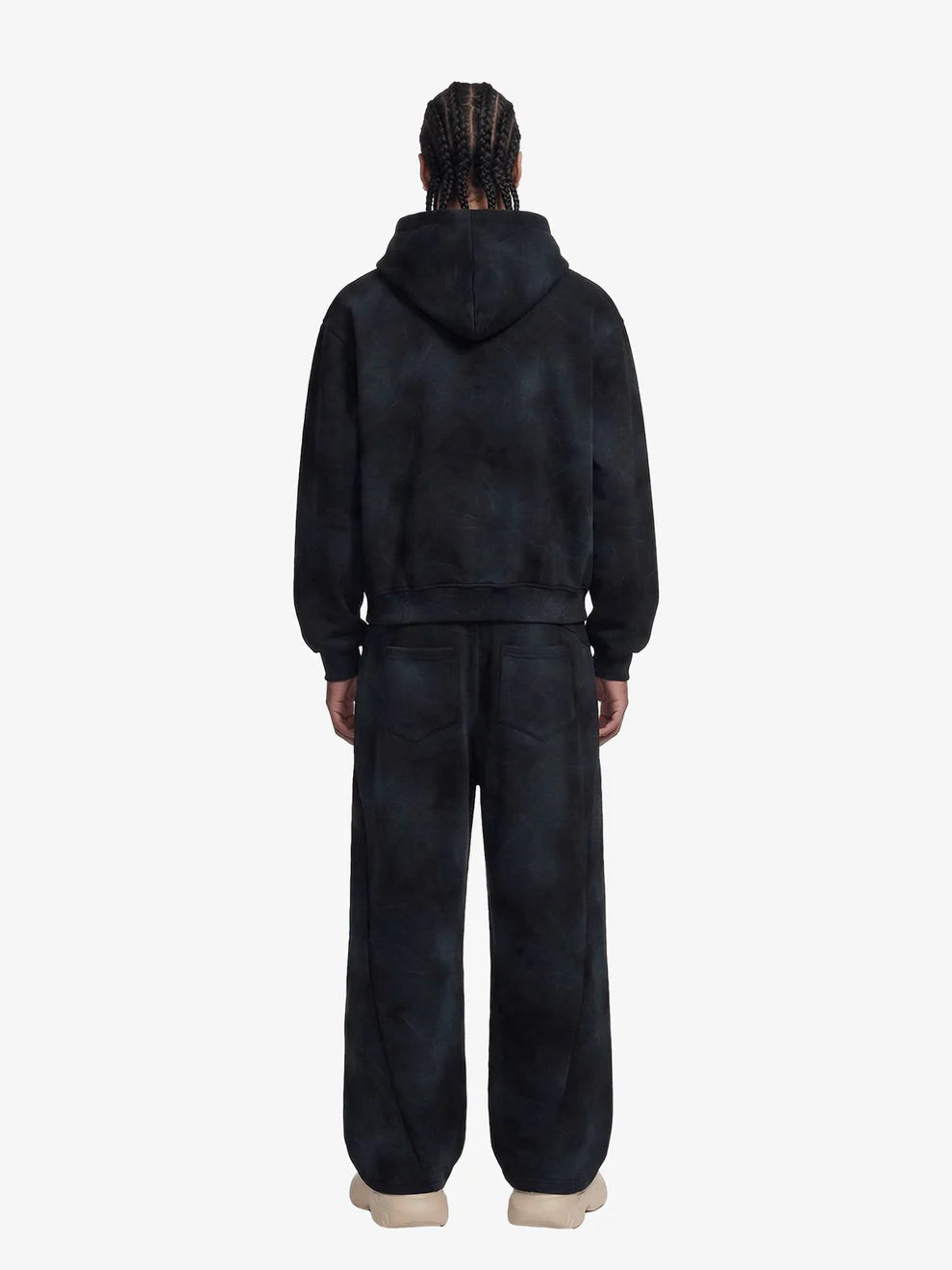 Vintage Washed Tie-Dye Zip Up Hoodie & Barrel Sweatpants Tracksuit 