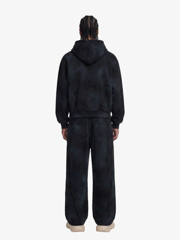 Vintage Washed Tie-Dye Zip Up Hoodie & Barrel Sweatpants Tracksuit 
