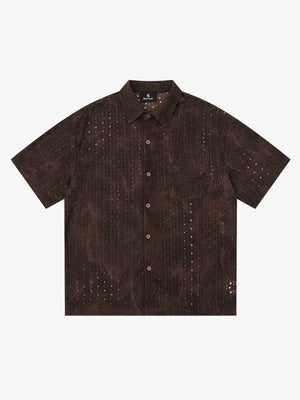 Perforated Acid-Wash Short Sleeve Shirt 