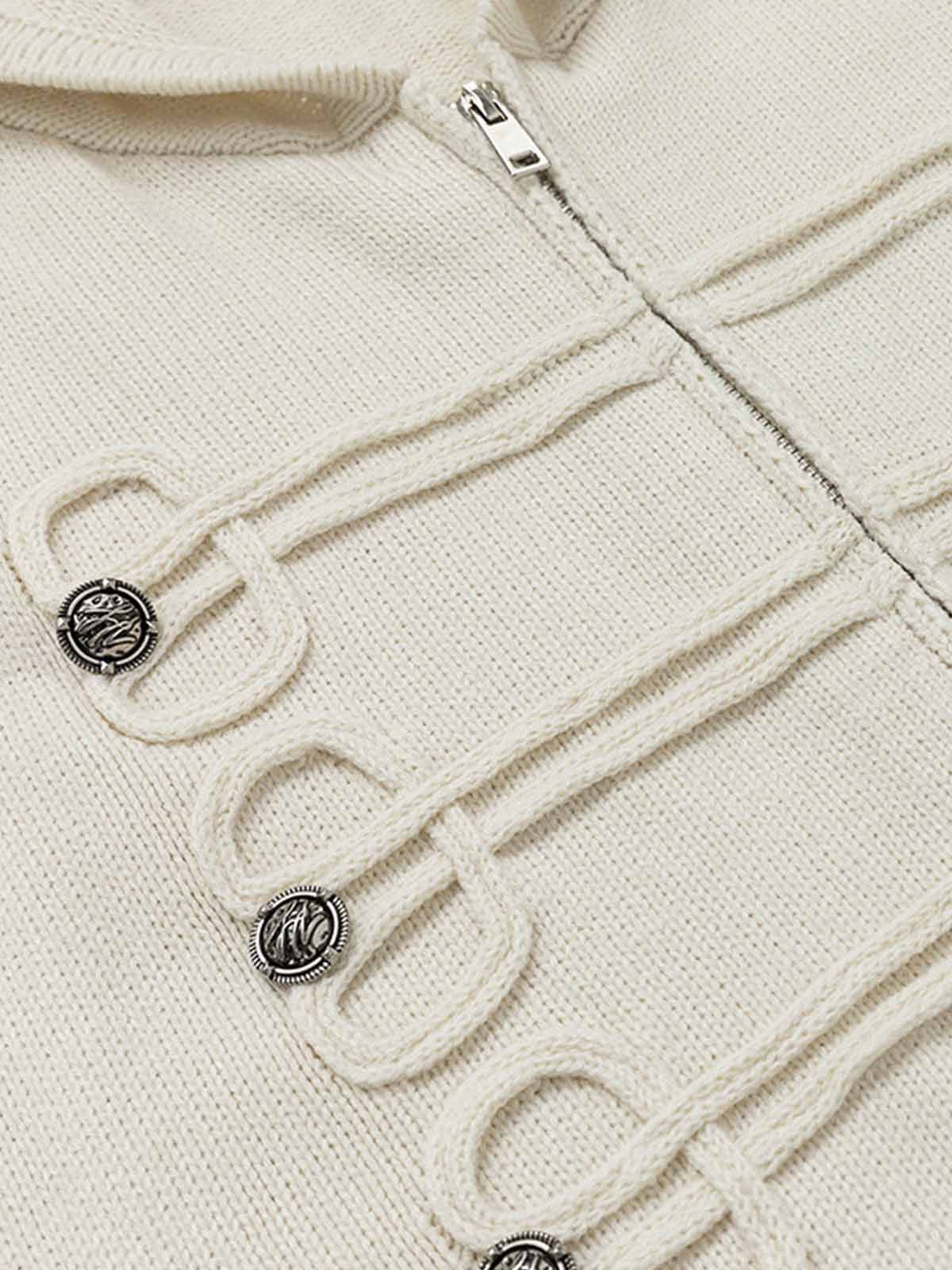 Cardigan con cappuccio in maglia jacquard