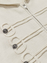 Cardigan con cappuccio in maglia jacquard