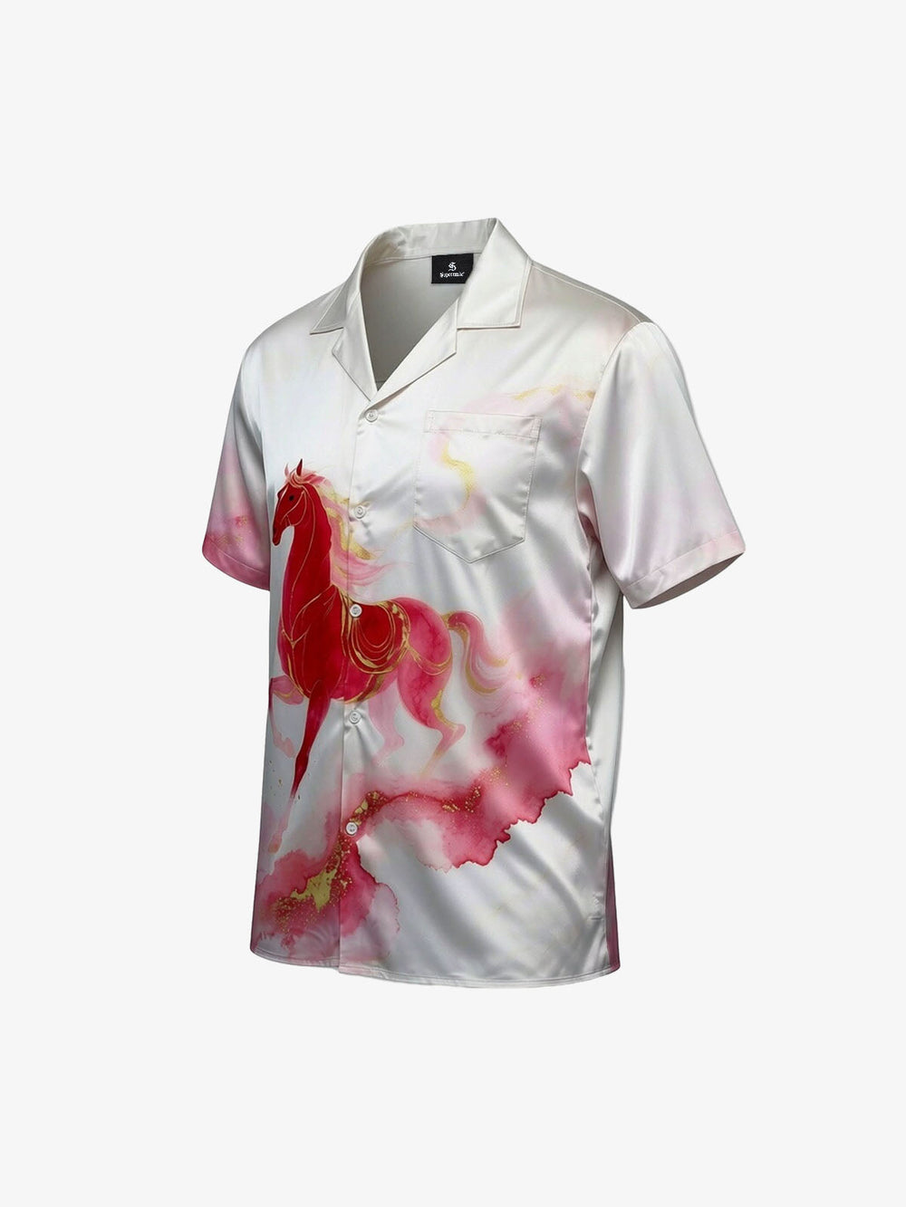 Horse Print Camp Collar Boxy Shirt 