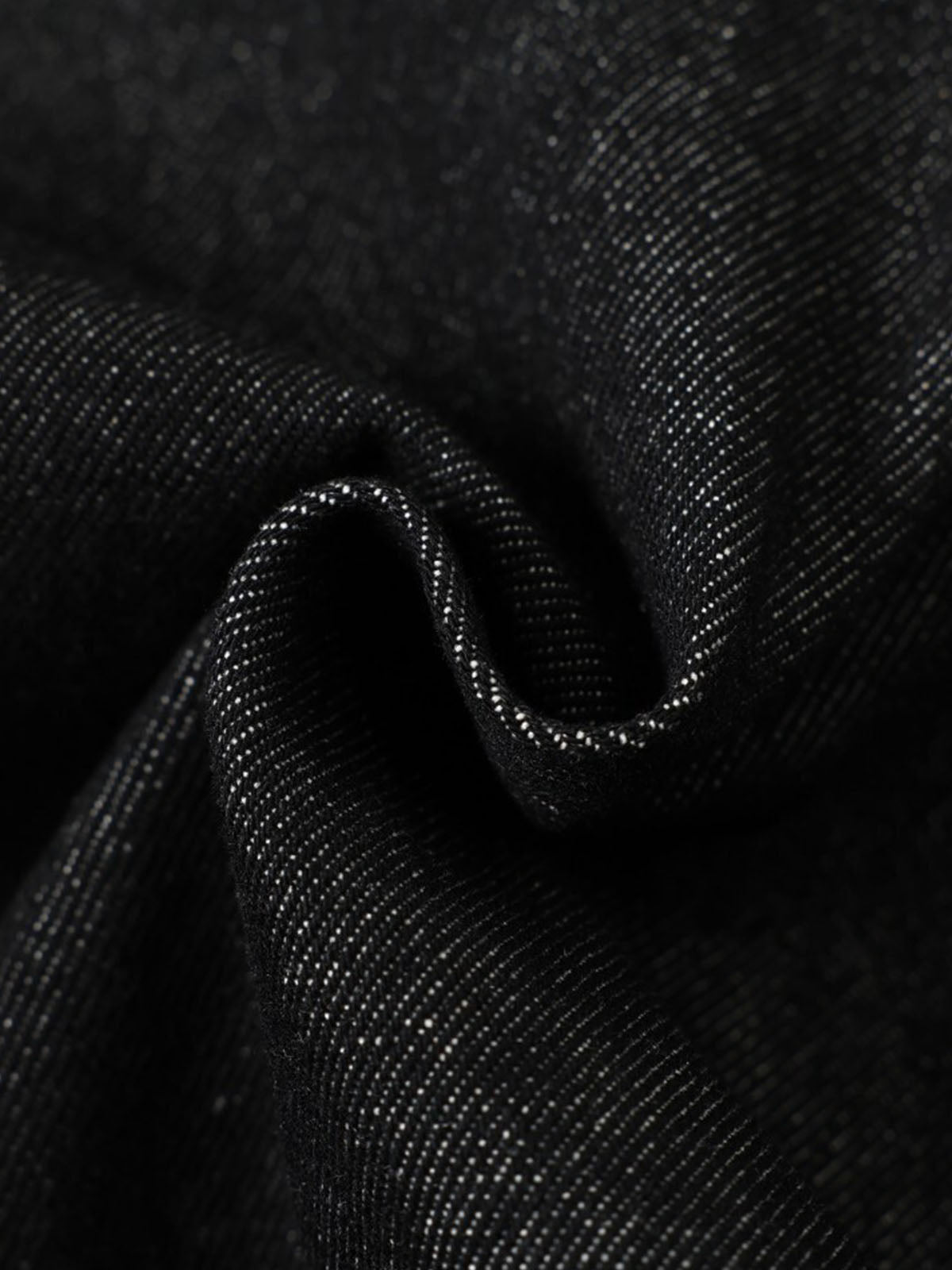 Dark Denim Toggle Button Jacket with Stand Collar and Front Pockets 