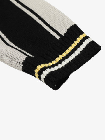 Crest Embroidered Striped Polo Sweater