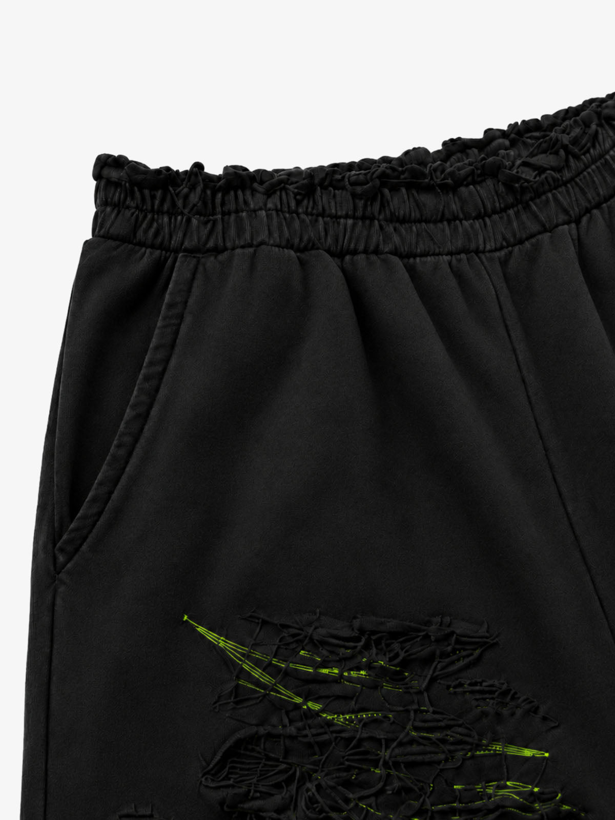 Contrast Stitching Distressed Wide-Leg Sweatpants
