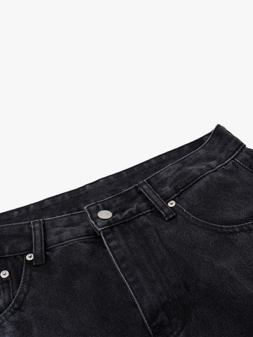 Black High-Waisted Straight Leg Jeans – Silver Rivet Five-Pocket Denim
