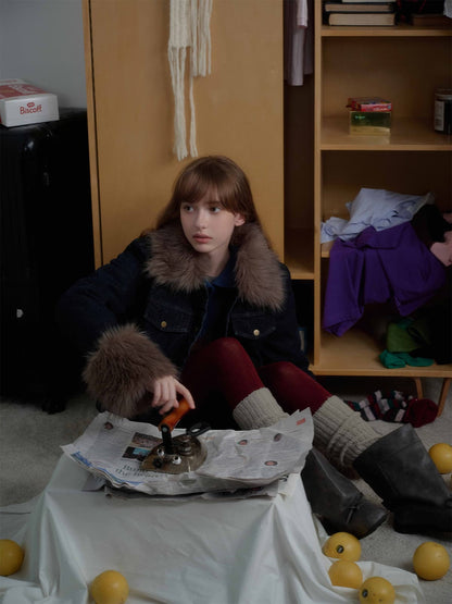 Winter-Ready Corduroy Jacket with Faux Fur Trim for Men 