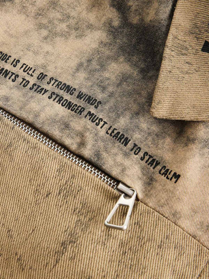 Distressed  Double-layer Collar Workwear Jacket 