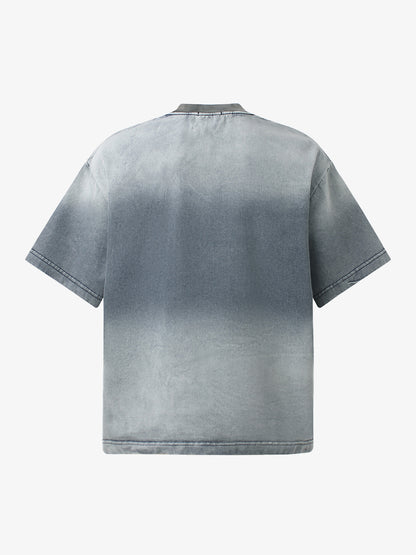 Ombre Washed Denim T-Shirt – Oversized Cotton Short Sleeve Tee