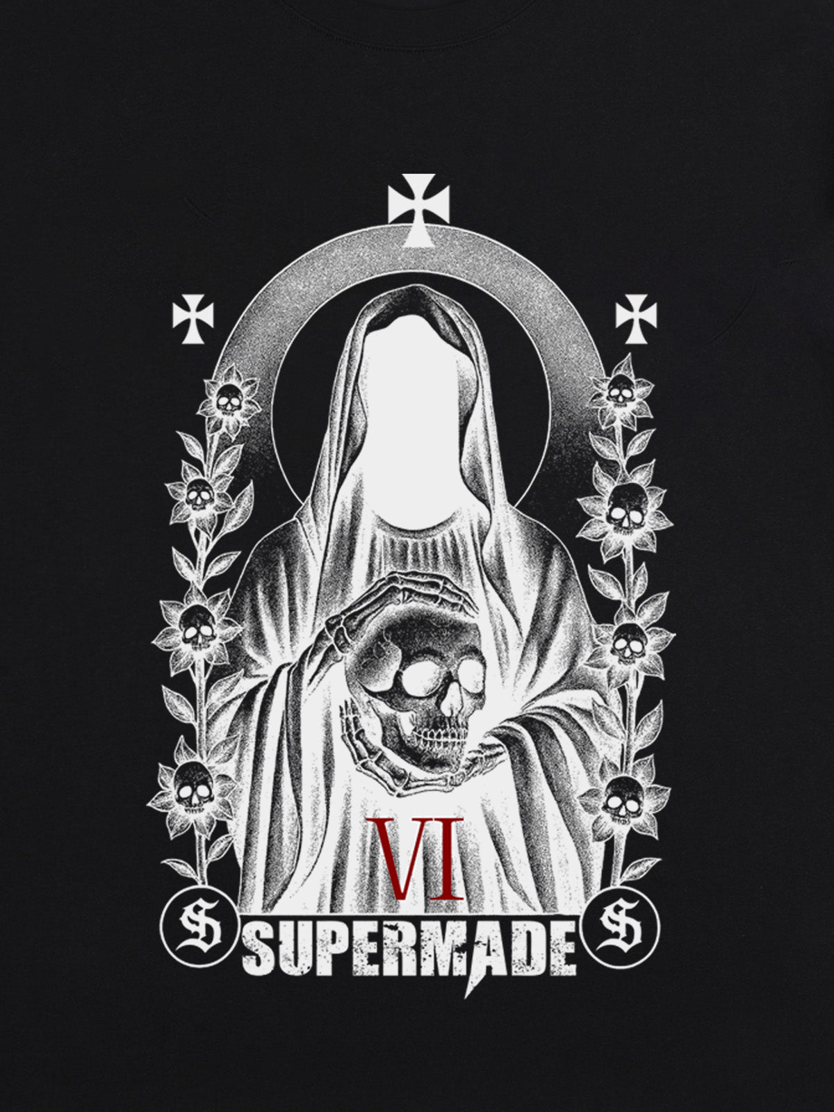 Thesupermade Dark Gothic Headless Skull Death T-shirt 
