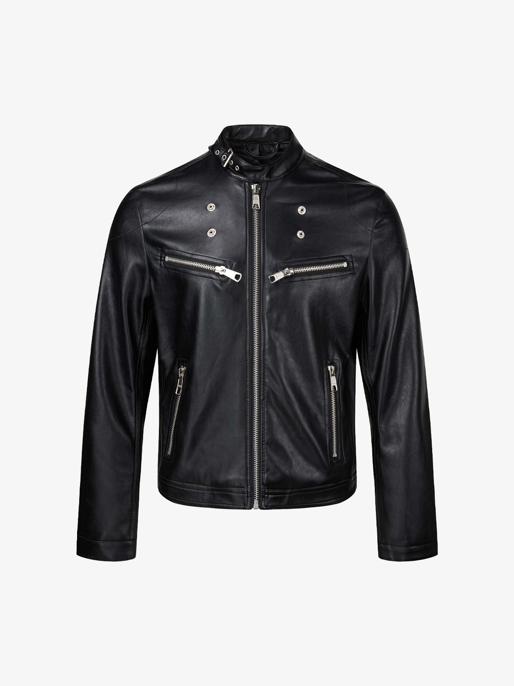Multi-Zip Faux Leather Biker Jacket