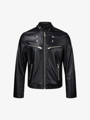 Multi-Zip Faux Leather Biker Jacket