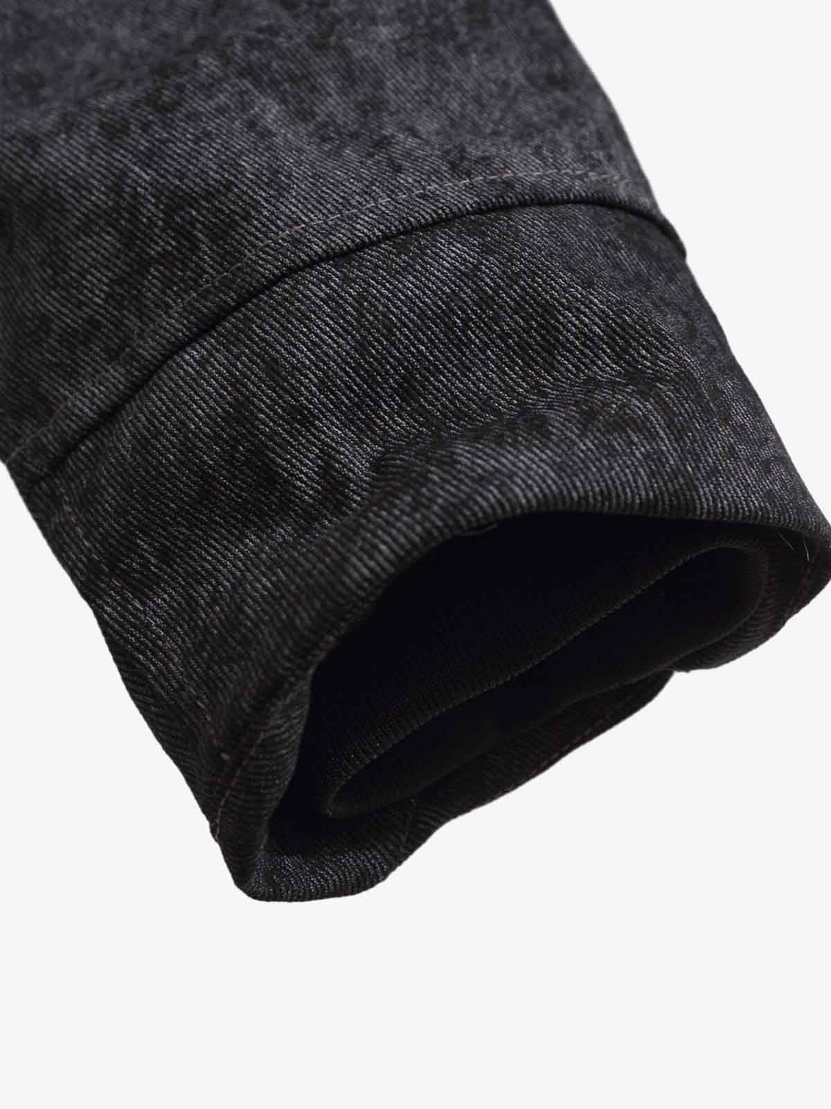 Vintage Metal Buckle Faux Fur Trim Padded Denim Jacket 