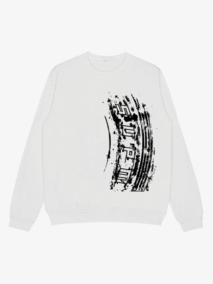 Tire Track Pattern Design Print Sweatshirt 