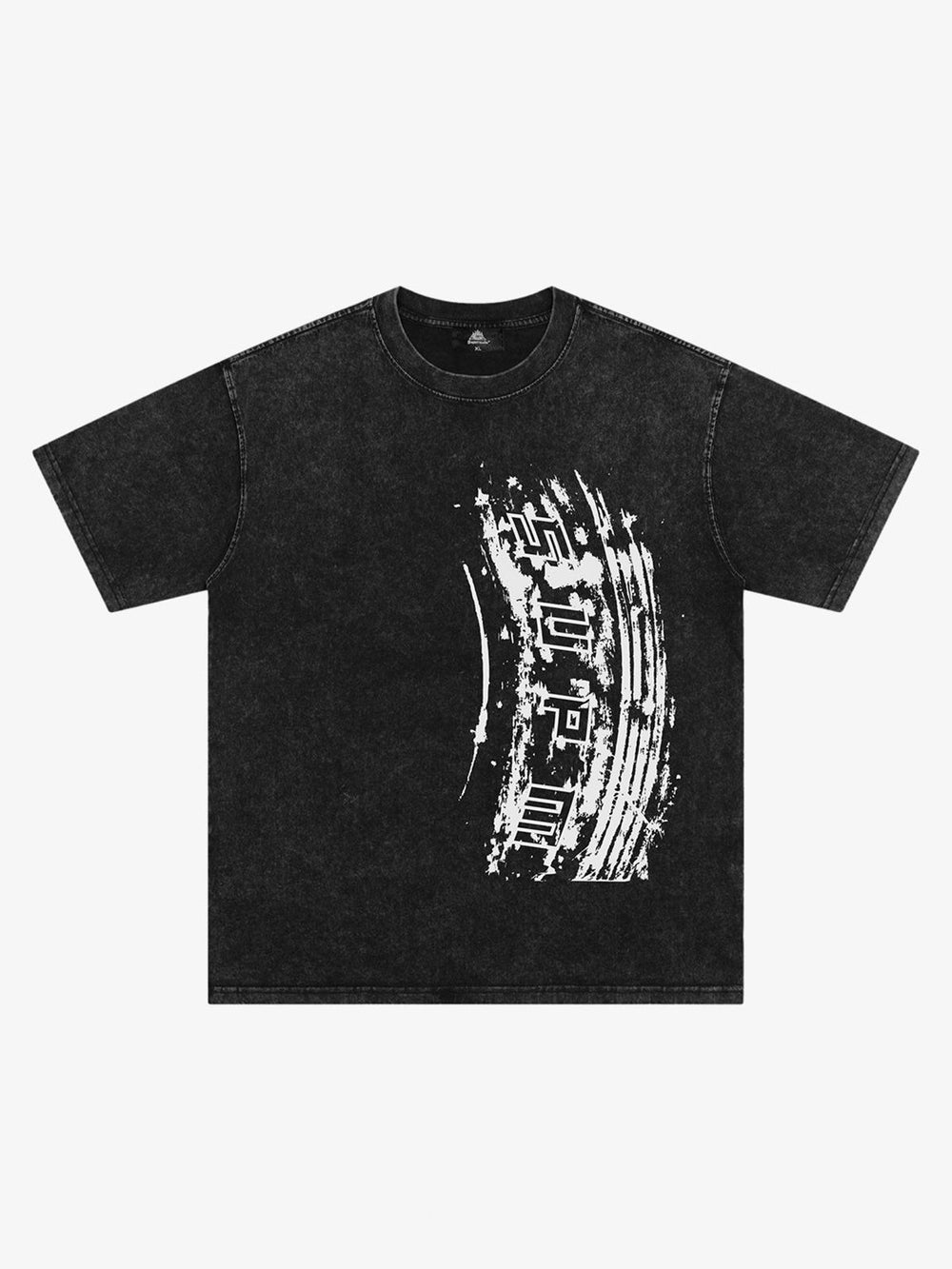 Tire Print Lettering T-Shirt 