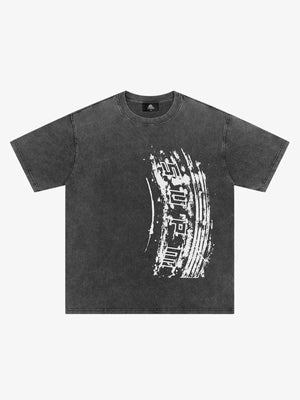 Tire print lettering T-shirt 