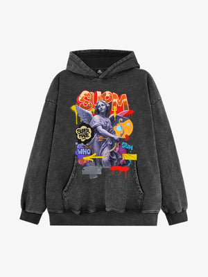 French Terry Cupid Statue Hooded Sweatshirt 