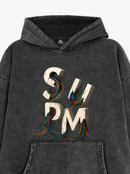 French Terry Streetwear Gravel Wire Font Hoodie 