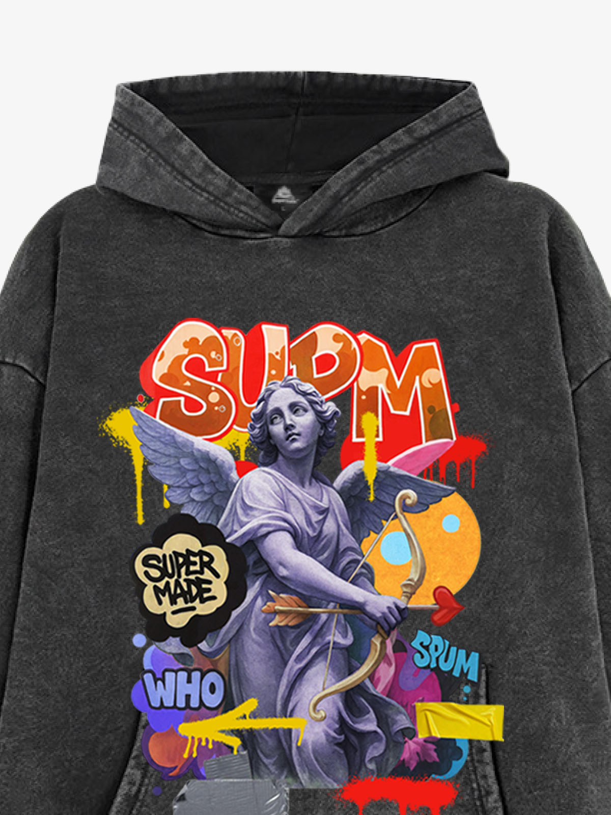 French Terry Cupid Statue Hooded Sweatshirt 