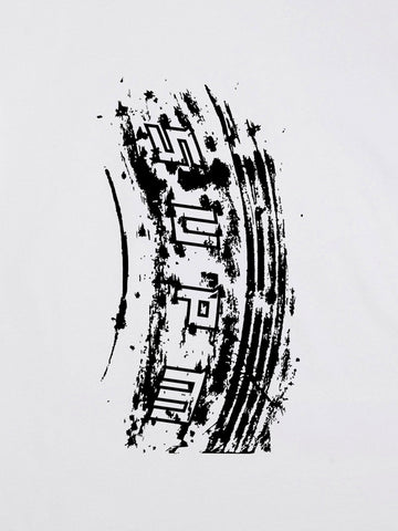 Tire Print Lettering T-Shirt 
