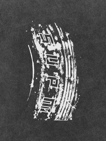 Tire Print Lettering T-Shirt 