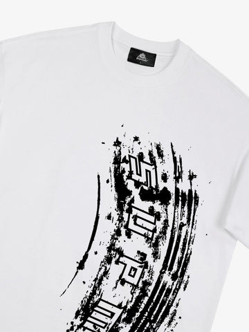 Tire Print Lettering T-Shirt 