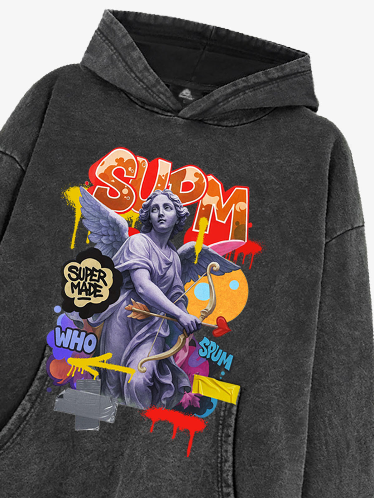 French Terry Cupid Statue Hooded Sweatshirt 