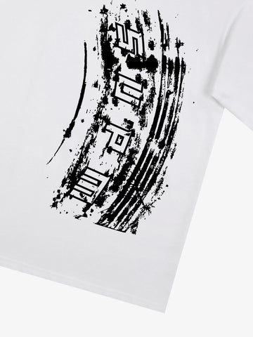 Tire Print Lettering T-Shirt 