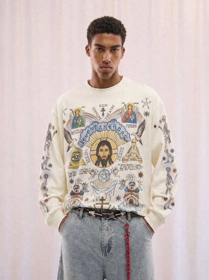 Thesupermade American High Street Graffiti Long Sleeve T-Shirt 