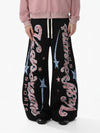 Retro Graphic Fleece-Lined Baggy Sweatpants 