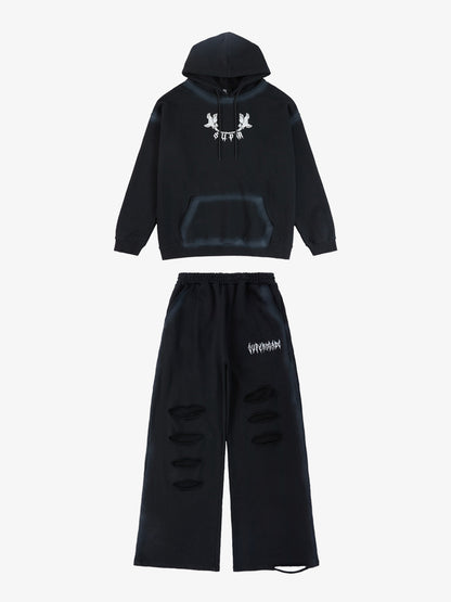 Supermade Distressed Embroidered Tie Dye Set 