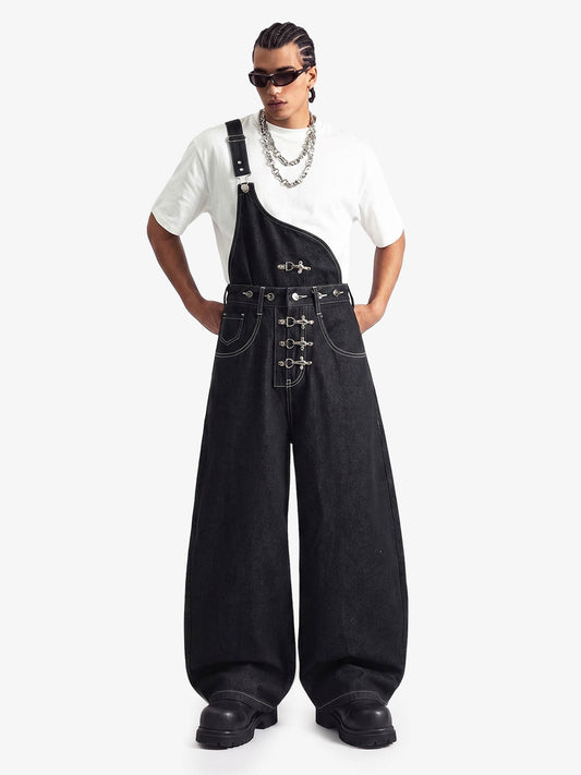 Detachable One-Shoulder Denim Overalls